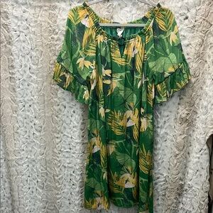 Green Floral Off-Shoulder Dress